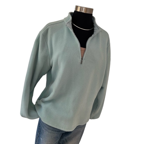 Vintage 90s L.L. Bean Women’s quarter zip fleece pullover XL Reg light blue - Picture 1 of 14
